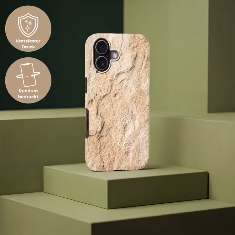 Textuur - Steen - Natuur - Beige Toughcase MagSafe Apple iPhone 17 klein -USP_PrintM_DE
