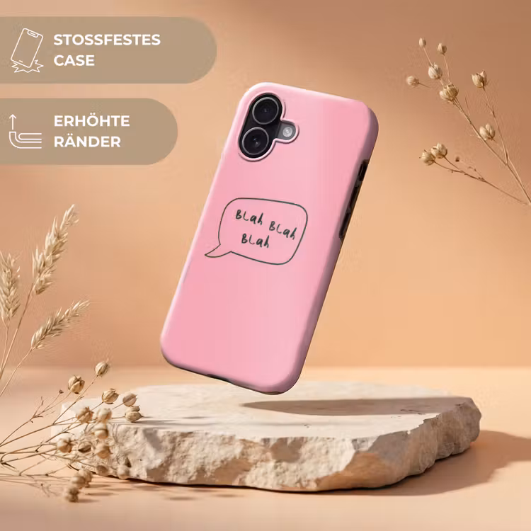 Tekstwolkje - BLAH BLAH BLAH - Roze Toughcase MagSafe Apple iPhone 17 klein -USP_RandenV_DE