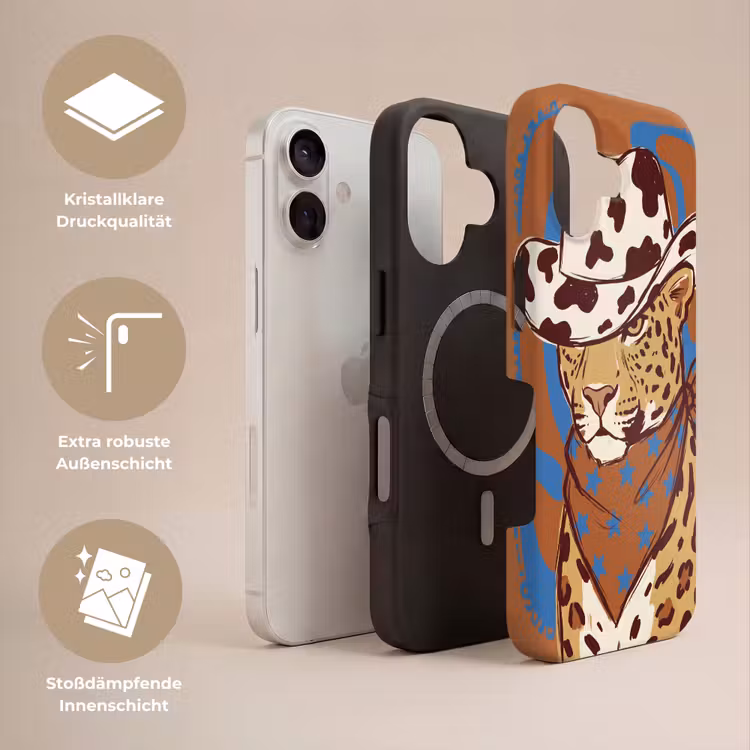 Dieren - Cowboyhoed - Modern - Illustratie - Bruin Toughcase MagSafe Apple iPhone 17 klein -USP_Lagen_DE