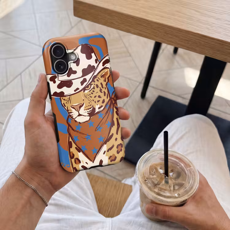 Dieren - Cowboyhoed - Modern - Illustratie - Bruin Toughcase MagSafe Apple iPhone 17 klein -Sfeer1M