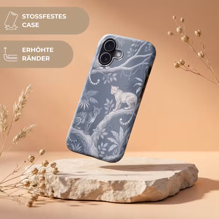 Dieren - Jungle - Illustratie - Bomen - Blauw Toughcase MagSafe Apple iPhone 17 klein -USP_RandenV_DE