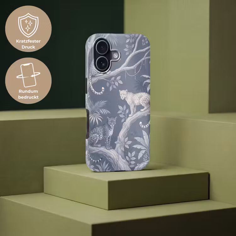 Dieren - Jungle - Illustratie - Bomen - Blauw Toughcase MagSafe Apple iPhone 17 klein -USP_PrintM_DE
