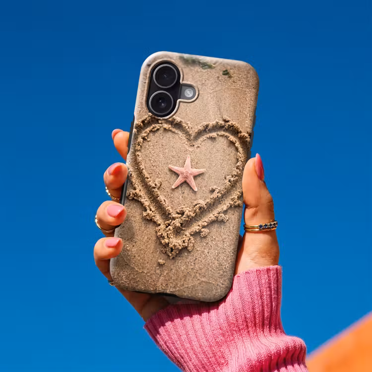 Dieren - Hart - Strand - Zand - Roze Toughcase MagSafe Apple iPhone 17 klein -Sfeer1V