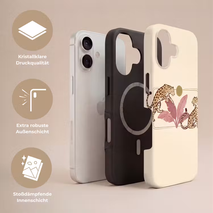 Dieren - Kat - Jungle - Illustratie - Beige Toughcase MagSafe Apple iPhone 17 klein -USP_Lagen_DE