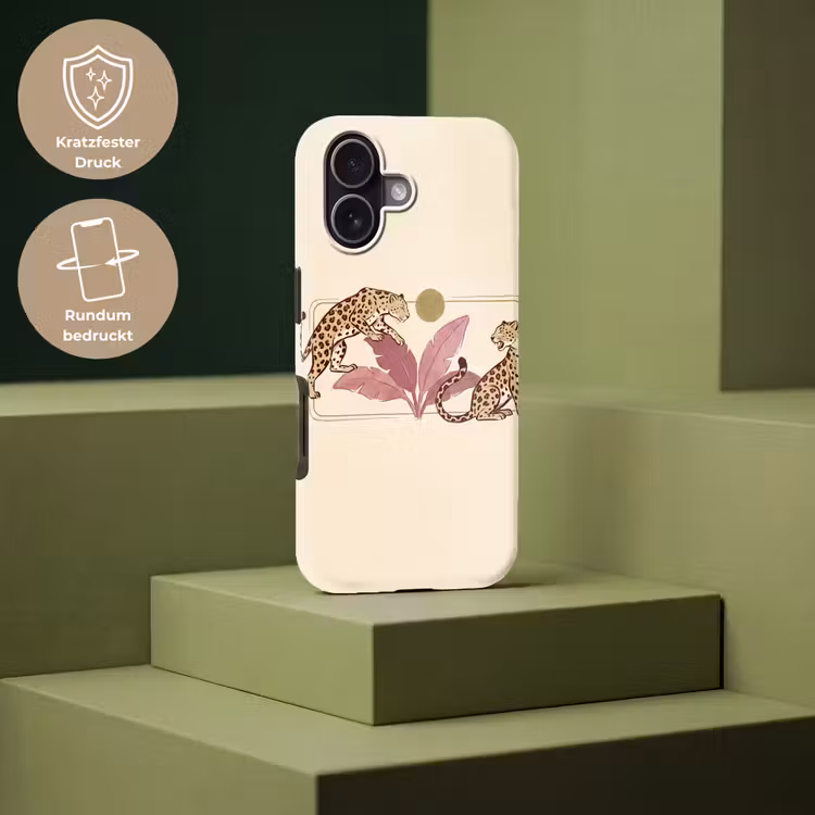 Dieren - Kat - Jungle - Illustratie - Beige Toughcase MagSafe Apple iPhone 17 klein -USP_PrintM_DE