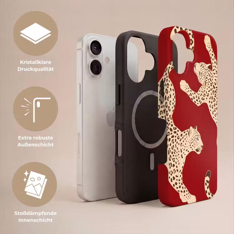 Dieren - Luipaard - Abstract - Rood - Modern Toughcase MagSafe Apple iPhone 17 klein -USP_Lagen_DE