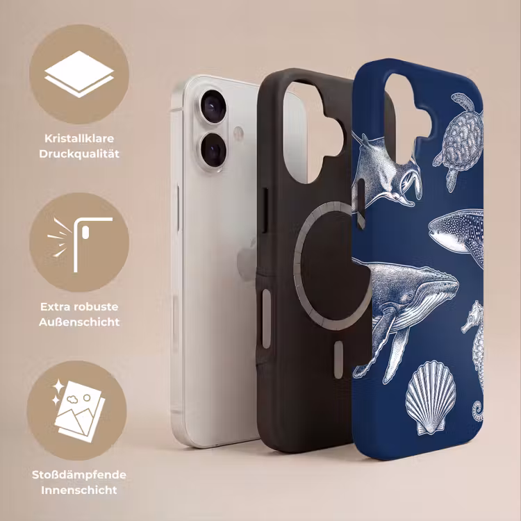 Dieren - Zeeleven - Oceaan - Graveren - Blauw Toughcase MagSafe Apple iPhone 17 klein -USP_Lagen_DE