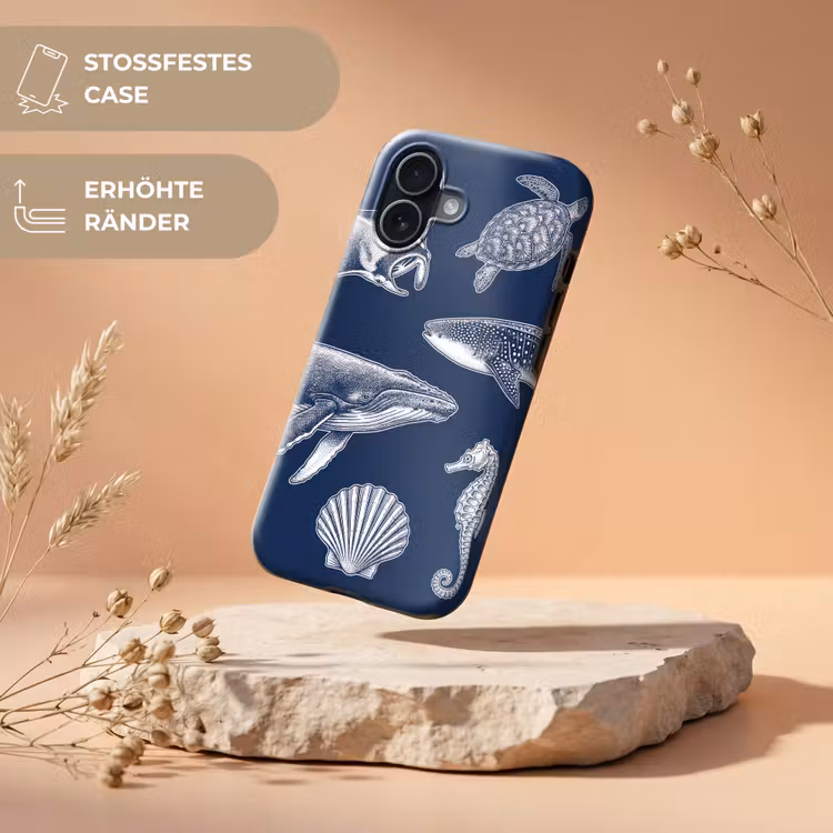 Dieren - Zeeleven - Oceaan - Graveren - Blauw Toughcase MagSafe Apple iPhone 17 klein -USP_RandenV_DE