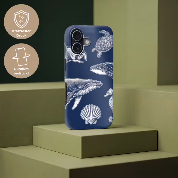 Dieren - Zeeleven - Oceaan - Graveren - Blauw Toughcase MagSafe Apple iPhone 17 klein -USP_PrintM_DE
