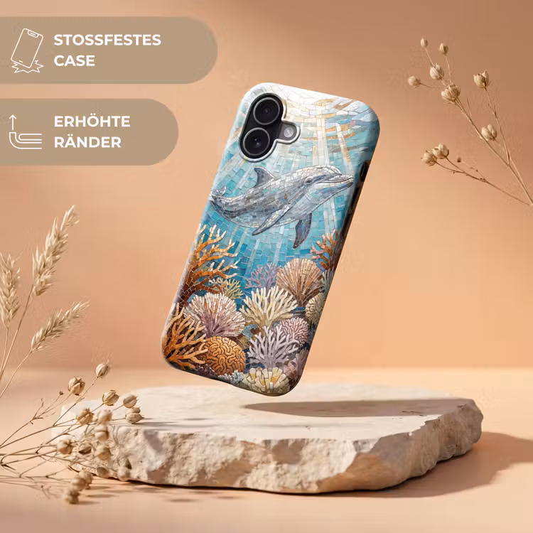 Dieren - Mozaïek - Oceaan - Koraal - Blauw Toughcase MagSafe Apple iPhone 17 klein -USP_RandenV_DE