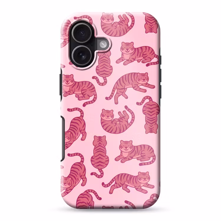 Dieren - Patroon - Roze - Speels - Cartoon Toughcase MagSafe Apple iPhone 17 klein -3d