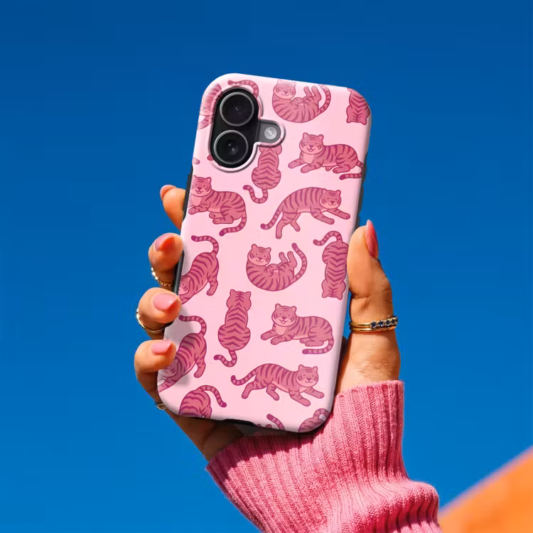 Dieren - Patroon - Roze - Speels - Cartoon Toughcase MagSafe Apple iPhone 17 klein -Sfeer1V