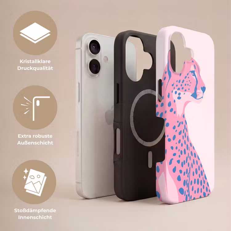 Dieren - Profiel - Abstract - Roze - Blauw Toughcase MagSafe Apple iPhone 17 klein -USP_Lagen_DE