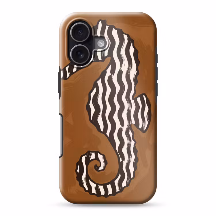 Dieren - Zeepaardje - Abstract - Bruin - Strepen Toughcase MagSafe Apple iPhone 17 klein -3d