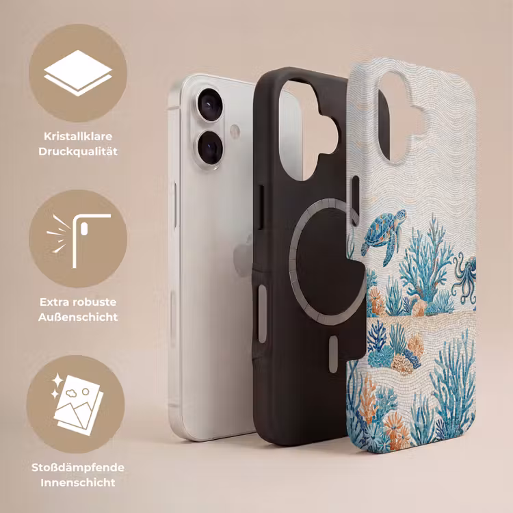 Dieren - Onderwater - Natuur - Mozaïek - Blauw Toughcase MagSafe Apple iPhone 17 klein -USP_Lagen_DE