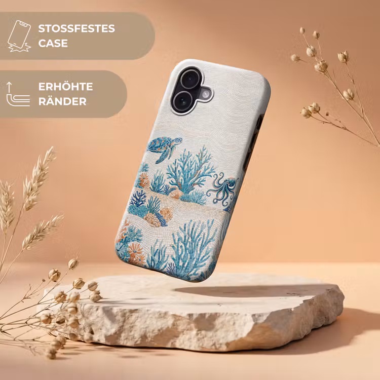 Dieren - Onderwater - Natuur - Mozaïek - Blauw Toughcase MagSafe Apple iPhone 17 klein -USP_RandenV_DE