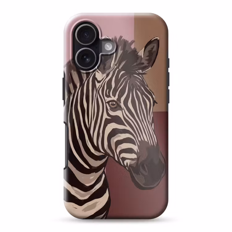 Dieren - Zebrahoofd - Wildlife - Modern - Bruin Toughcase MagSafe Apple iPhone 17 klein -3d