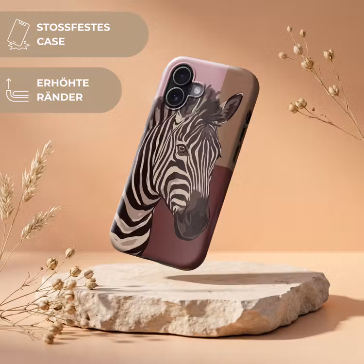 Dieren - Zebrahoofd - Wildlife - Modern - Bruin Toughcase MagSafe Apple iPhone 17 klein -USP_RandenV_DE