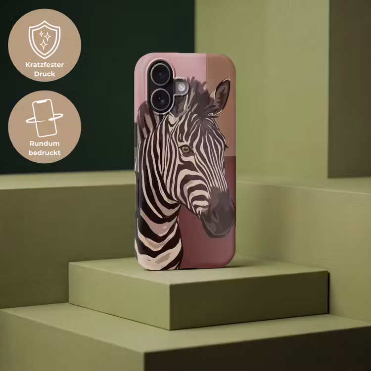 Dieren - Zebrahoofd - Wildlife - Modern - Bruin Toughcase MagSafe Apple iPhone 17 klein -USP_PrintM_DE