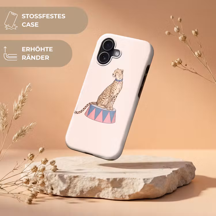 Dieren - Circus - Illustratie - Vintage - Roze Toughcase MagSafe Apple iPhone 17 klein -USP_RandenV_DE