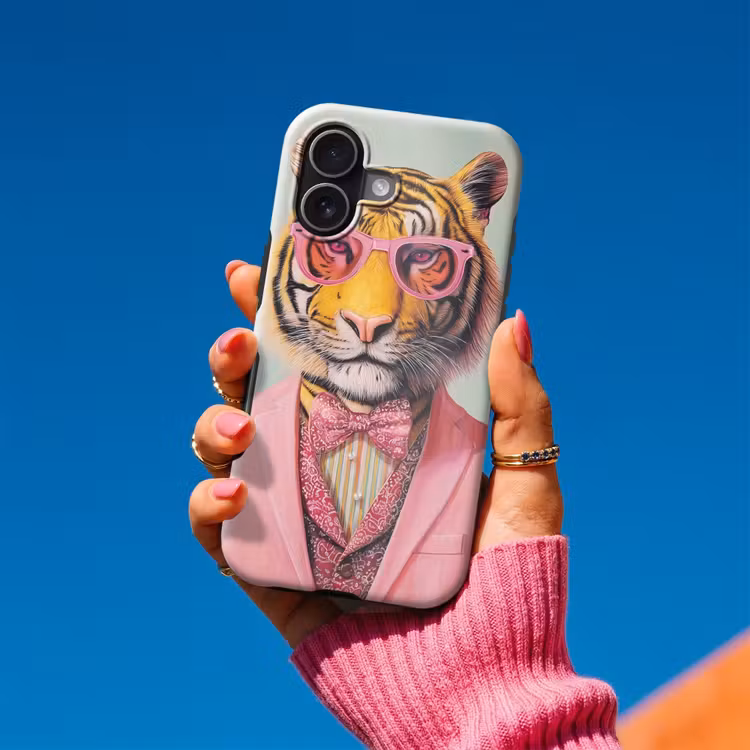Tijger - Strik - Jasje - Roze Toughcase MagSafe Apple iPhone 17 klein -Sfeer1V