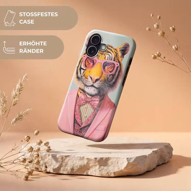 Tijger - Strik - Jasje - Roze Toughcase MagSafe Apple iPhone 17 klein -USP_RandenV_DE
