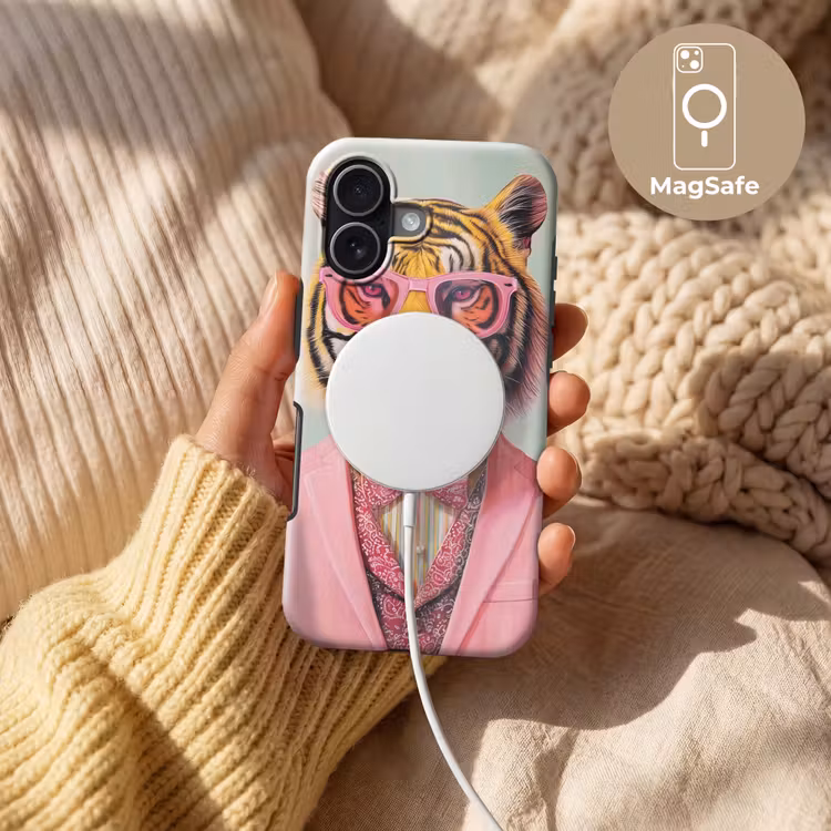 Tijger - Strik - Jasje - Roze Toughcase MagSafe Apple iPhone 17 klein -USP_MagsafeV