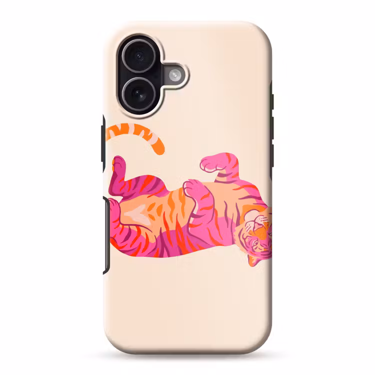 Tijger - Roze - Oranje Toughcase MagSafe Apple iPhone 17 klein -3d