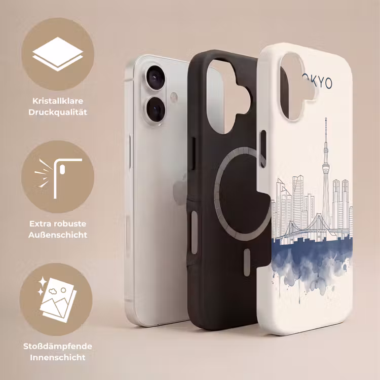 Tokyo - Skyline - Stad - Abstract - Blauw Toughcase MagSafe Apple iPhone 17 klein -USP_Lagen_DE
