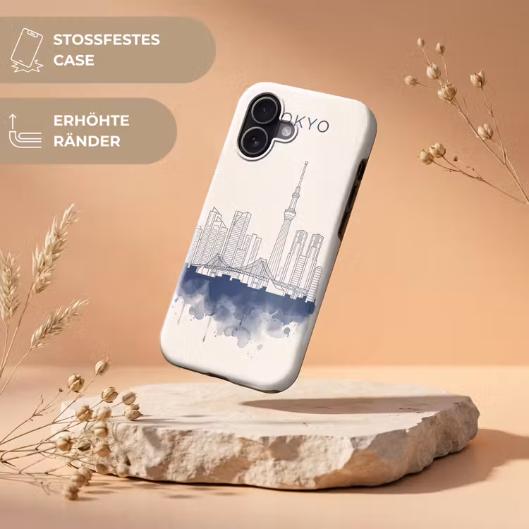 Tokyo - Skyline - Stad - Abstract - Blauw Toughcase MagSafe Apple iPhone 17 klein -USP_RandenV_DE