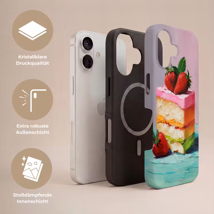 Taartje - Aardbeien - Glazuur - Kleurrijk Toughcase MagSafe Apple iPhone 17 klein -USP_Lagen_DE