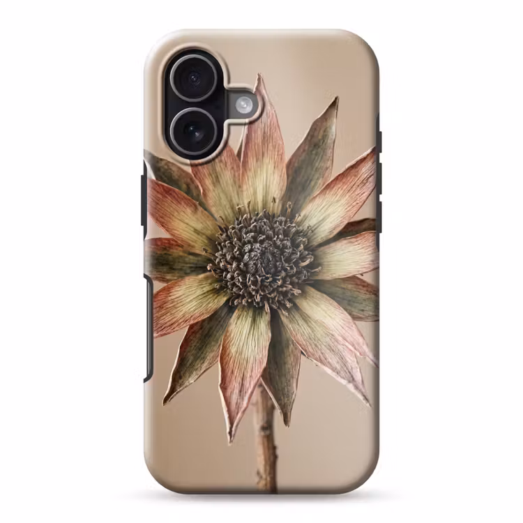 Droogbloem - Protea - Vintage - Beige - Rustiek Toughcase MagSafe Apple iPhone 17 klein -3d