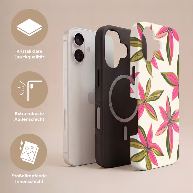 Tropisch - Bloem - Roze Toughcase MagSafe Apple iPhone 17 klein 1017 -USP_Lagen_DE