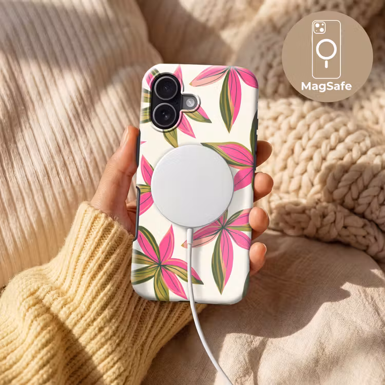 Tropisch - Bloem - Roze Toughcase MagSafe Apple iPhone 17 klein 1017 -USP_MagsafeV