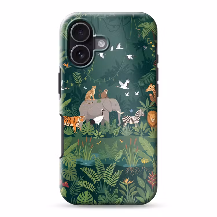 Tropisch - Jungle - Groen Toughcase MagSafe Apple iPhone 17 klein -3d
