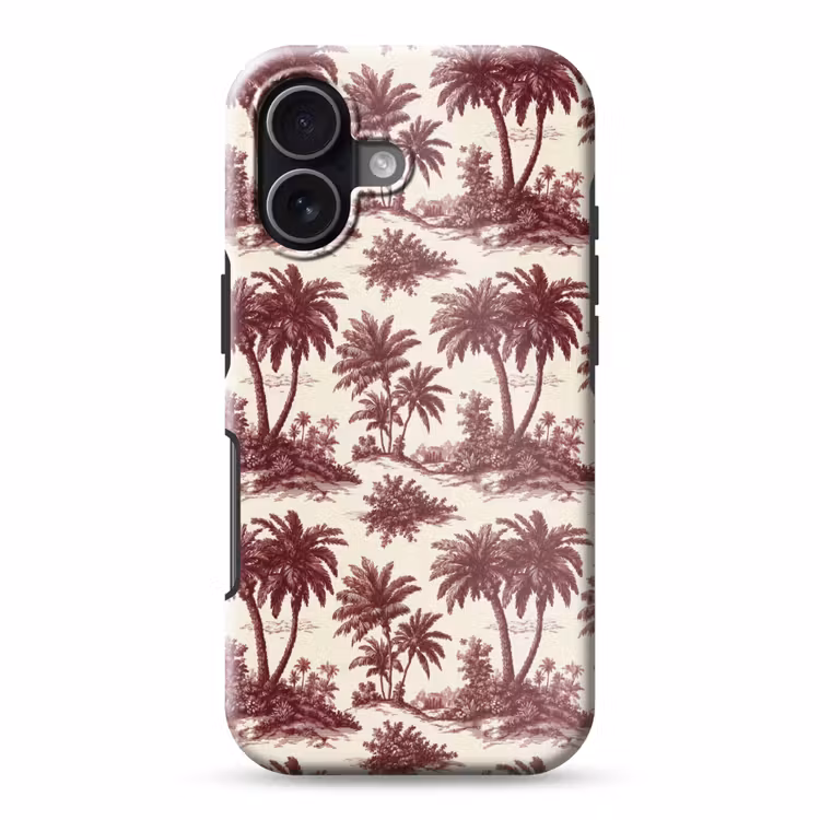 Tropisch - Geometrisch - Bordeauxrood Toughcase MagSafe Apple iPhone 17 klein 1017 -3d
