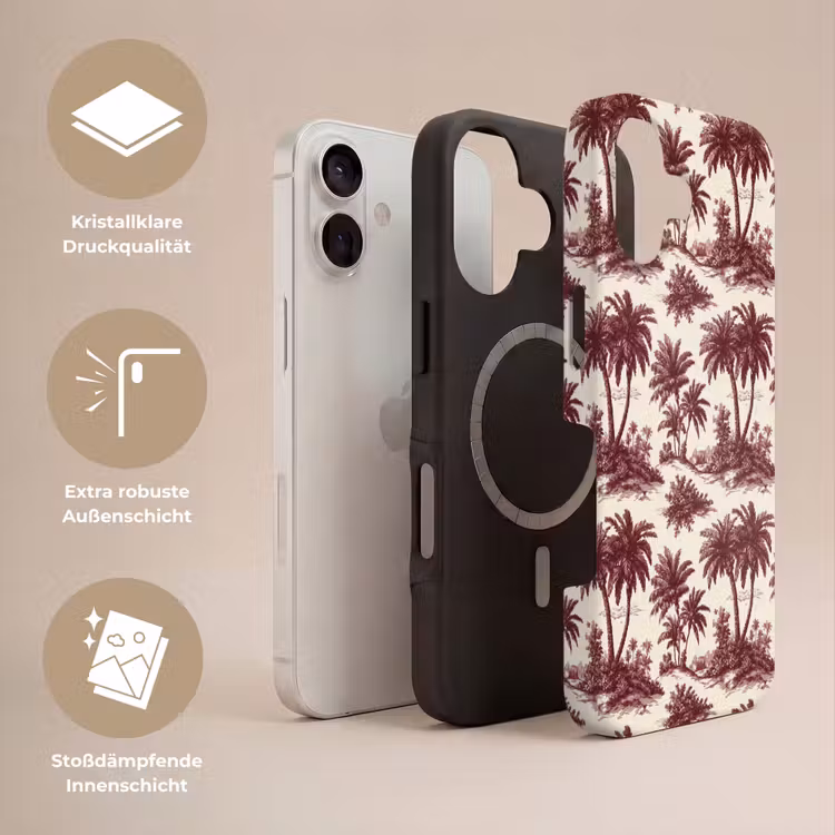Tropisch - Geometrisch - Bordeauxrood Toughcase MagSafe Apple iPhone 17 klein 1017 -USP_Lagen_DE