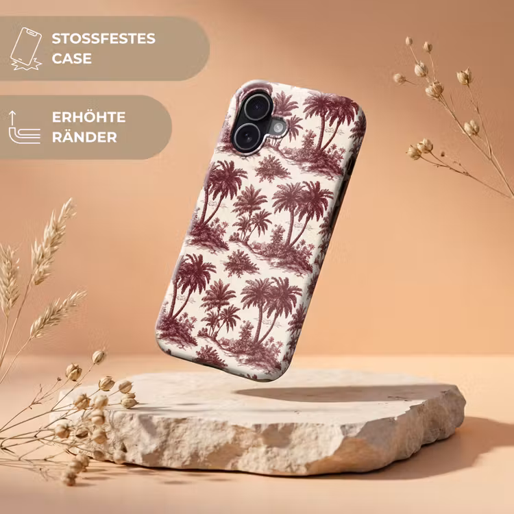 Tropisch - Geometrisch - Bordeauxrood Toughcase MagSafe Apple iPhone 17 klein 1017 -USP_RandenV_DE