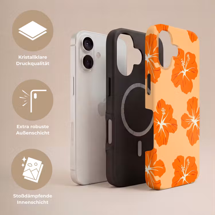 Tropisch - Hibiscus - Oranje Toughcase MagSafe Apple iPhone 17 klein 1017 -USP_Lagen_DE