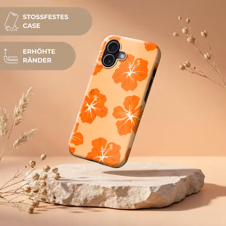 Tropisch - Hibiscus - Oranje Toughcase MagSafe Apple iPhone 17 klein 1017 -USP_RandenV_DE
