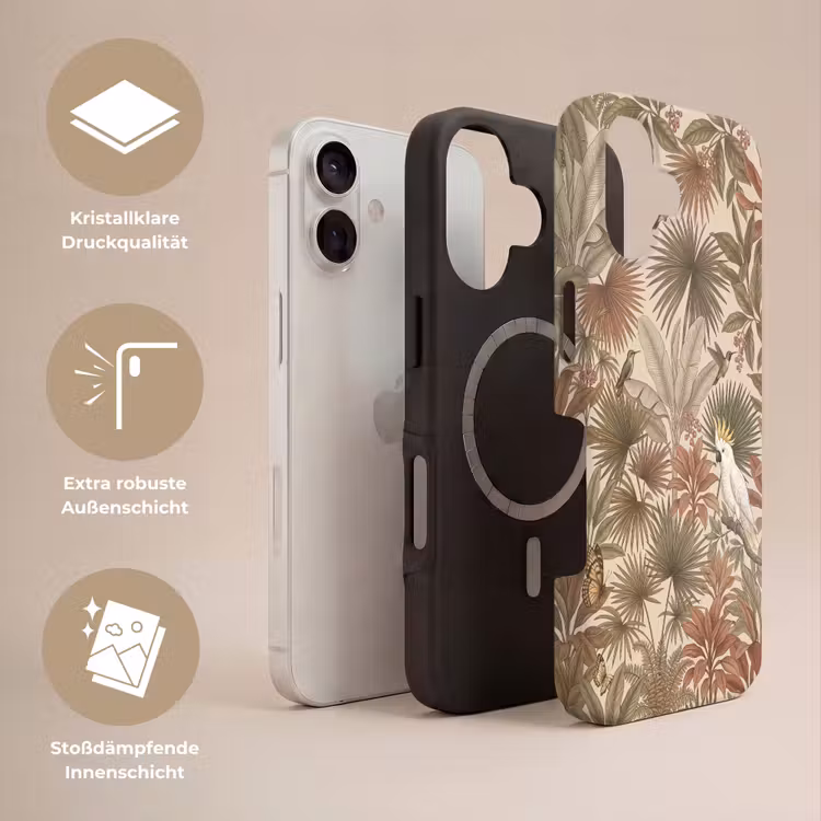 Tropisch - Vogels - Beige Toughcase MagSafe Apple iPhone 17 klein -USP_Lagen_DE