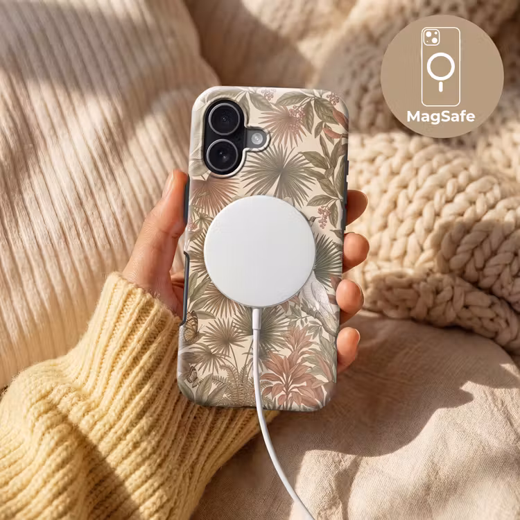 Tropisch - Vogels - Beige Toughcase MagSafe Apple iPhone 17 klein -USP_MagsafeV