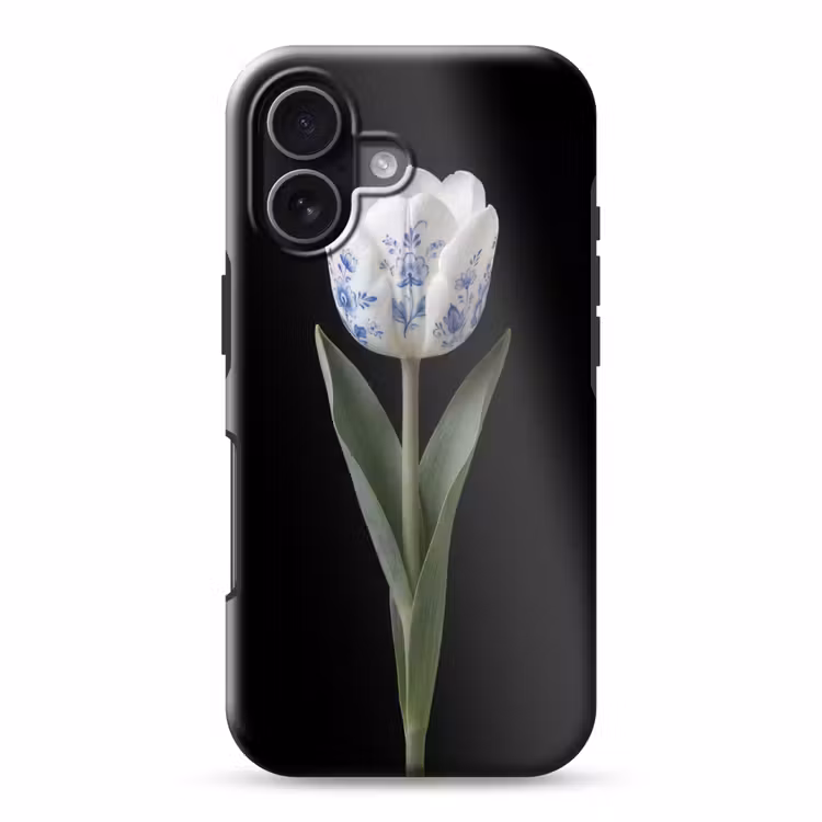 Tulp - Patroon - Blauw Toughcase MagSafe Apple iPhone 17 klein -3d