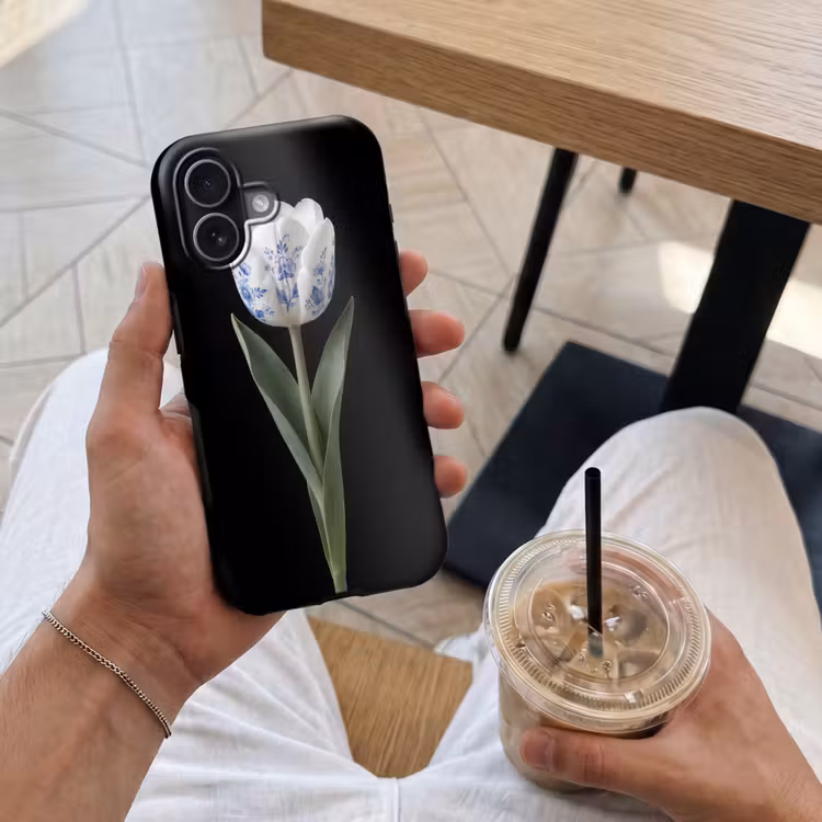 Tulp - Patroon - Blauw Toughcase MagSafe Apple iPhone 17 klein -Sfeer1M