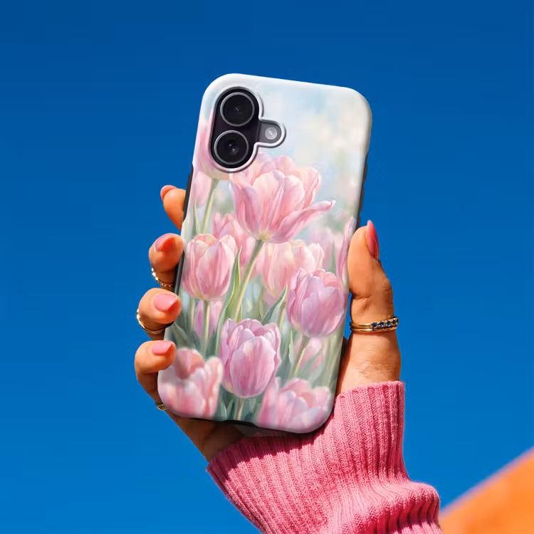 Tulpen - Veld - Lente - Roze Toughcase MagSafe Apple iPhone 17 klein -Sfeer1V