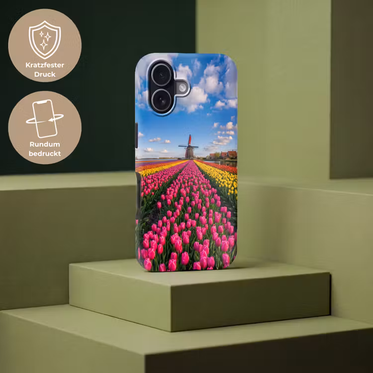 Tulpen - Holland - Molen - Kleurrijk Toughcase MagSafe Apple iPhone 17 klein -USP_PrintM_DE