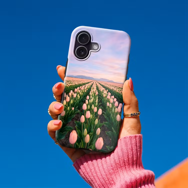 Tulpen - Landschap - Roze Toughcase MagSafe Apple iPhone 17 klein -Sfeer1V