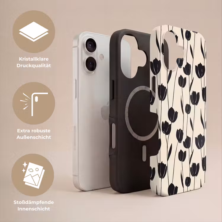 Tulpen - Patroon - Zwart Toughcase MagSafe Apple iPhone 17 klein 1017 -USP_Lagen_DE