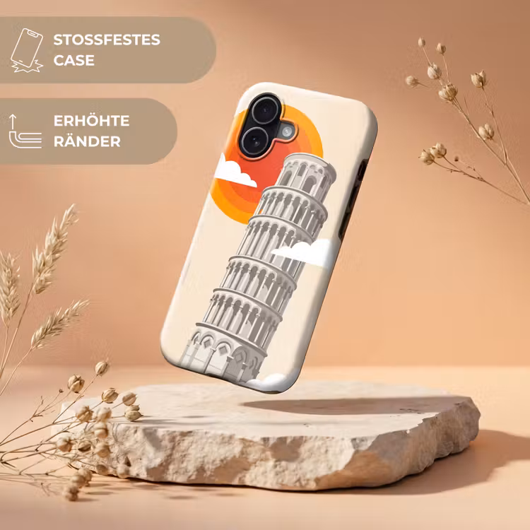 Toren - Pisa - Architectuur - Minimalistisch - Beige Toughcase MagSafe Apple iPhone 17 klein -USP_RandenV_DE