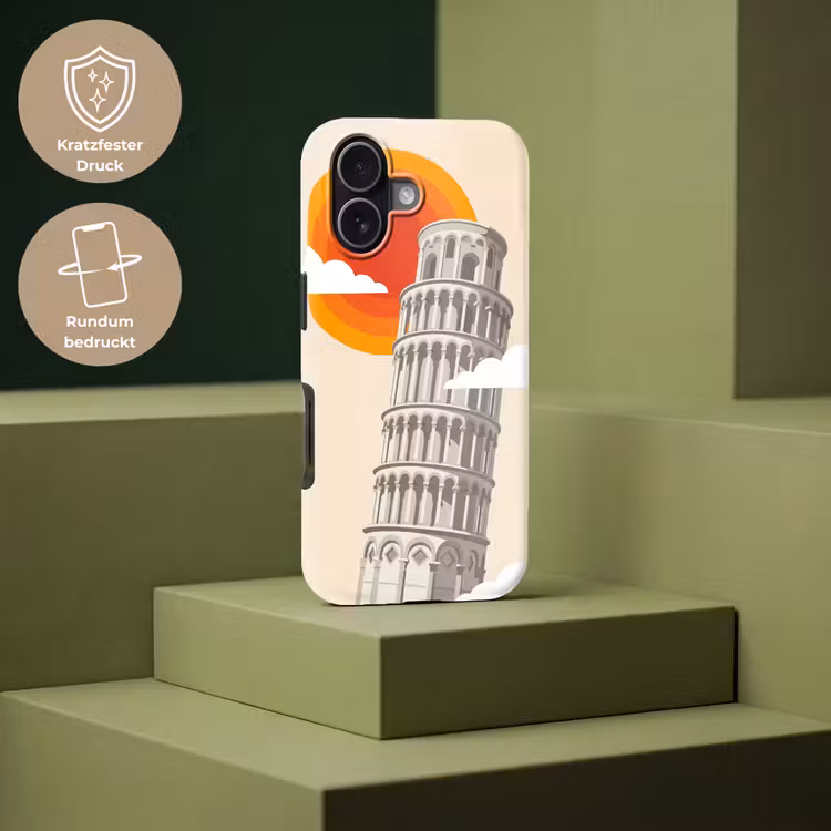Toren - Pisa - Architectuur - Minimalistisch - Beige Toughcase MagSafe Apple iPhone 17 klein -USP_PrintM_DE